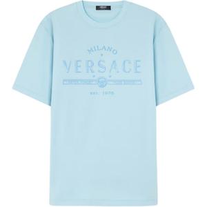 Футболка с принтом логотипа VERSACE, светло-голубой