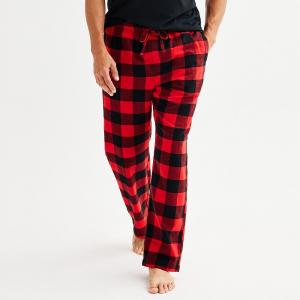Мужские фланелевые пижамные брюки Sonoma Goods For Life с завязками, цвет Red Buffalo Check