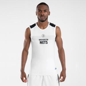 Баскетбольное нижнее белье без рукавов для взрослых UT500 - NBA Brooklyn Nets/Белый Tarmak