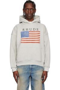 Rhude Толстовка серого цвета с флагом США