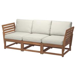3-местный модульный диван, уличный NÄMMARÖ IKEA, цвет armrests light brown stained/frösön/duvholmen beige