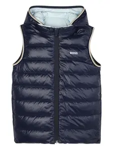 Двусторонний дутый жилет с капюшоном BOSS Kidswear, синий