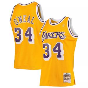 Мужская майка Mitchell & Ness Shaquille O'Neal Gold Los Angeles Lakers Hardwood Classics 1996-97 Swingman