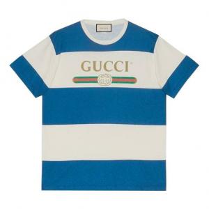 Футболка ss20 blue white wide stripe male blue Gucci, синий