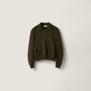 Шерстяной кардиган MIU MIU, милитари зеленый