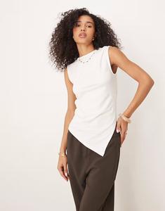 Асимметричная майка ASOS DESIGN цвета кокосового молока