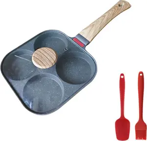 Сковорода для яиц, блинная сковорода с крышкой, сковорода с 4 отверстиями, алюминиевая сковорода с антипригарным покрытием для завтрака, для индукционных и газовых плит KenyamanHandelsGmbH