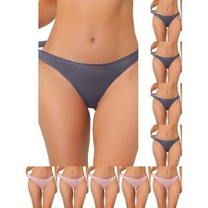 10 пар женского нижнего белья без подкладки из сатина невидимые бикини комфортные стринги no-show Inspire Chic, Gray Pink