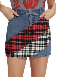 Мини-юбка из денима в стиле пэчворк от Lisanne Alice + Olivia, цвет Ivy Blue