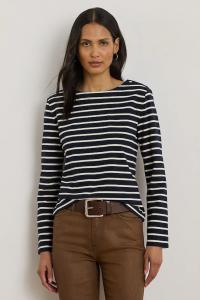 Хлопковый лонгслив Lauren Ralph Lauren, темно-синий