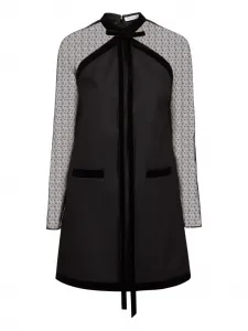 Платье мини с рукавами из тюля Nina Ricci, черный