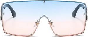 Солнцезащитные очки Melrose Oversized Square Punk One-pieces Mask Sunglasses Women Big Frame Luxury Vintage Shield Sun Glasses For Lady 2206, Blue Pink