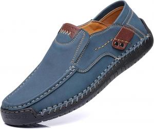 Мужские лоферы из натуральной кожи без шнурков - ручной работы с мягкой подошвой, противоскользящие и амортизирующие мокасины Zplmide, синий
