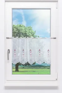 Штора для кафе Маяк (Ш x В) 114,10 см * 40 см. Цвет: синий/красно-синий. Plauener Spitze