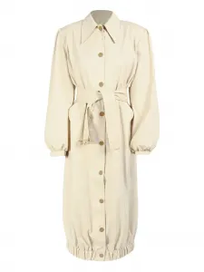 Застёгнутое на пуговицы пальто с поясом Rowen Rose, бежевый