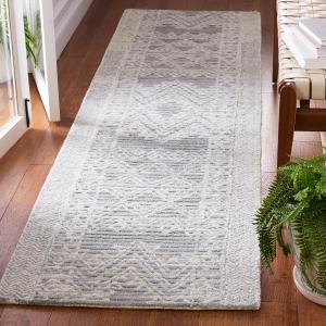 Ковер-дорожка SAFAVIEH, 69 x 275 см,  Abstract Collection, Light Blue & Ivory, ручная работа из шерсти, идеален для помещений с высокой проходимостью в гостиной, спальне (ABT226J)