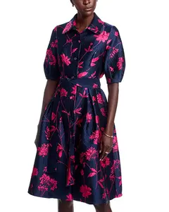 Жаккардовое платье с пышными рукавами Teri Jon By Rickie Freeman, мультиколор