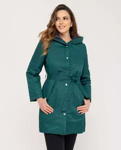Женский двусторонний плащ с капюшоном Fsh, темно-зеленый