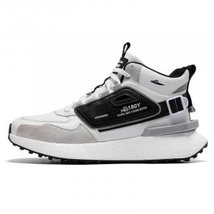 Kuding Водонепроницаемые и теплые полувысокие повседневные туфли мужские белый черный сетка, цвет White Black Gauze