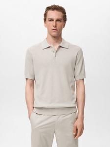 Футболка-поло Flew Regular Fit из хлопка и льна Mango, Natural White