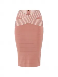 Миди-юбка с полосатой отделкой Elisabetta Franchi, розовый