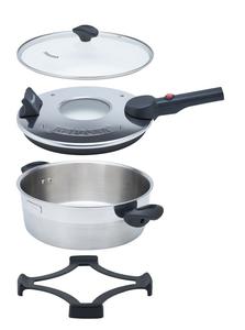 Remoska Dua Glass D52F/10 - 4л, 580Вт, многофункциональная кастрюля со стеклянной крышкой, аксессуары, которые можно мыть в посудомоечной машине, все типы плит, включая индукционные