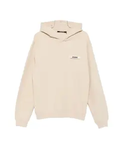 Бежевая хлопковая толстовка с логотипом Jacquemus, бежевый