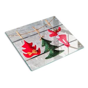 Стеклянная тарелка 60х52 см, веревка для украшения TULUP, красный