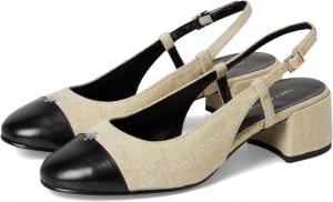 Туфли Tory Burch Cap-Toe Slingback 45mm, цвет Wild Wheat/Perfect Black