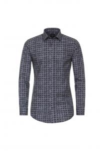 Рубашка с принтом в деловом стиле облегающая фигуру Venti, синий