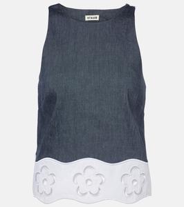 Пармский плиссированный топ-труба из смесового льна Staud, Chambray