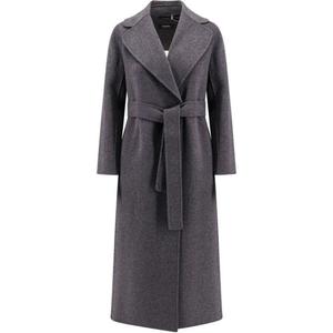 'S MAX MARA Двубортное шерстяное пальто с капюшоном, Dark Gray