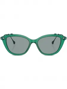 Солнцезащитные очки в оправе 'кошачий глаз' с кристаллами Swarovski, зеленый
