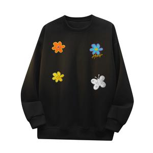 Свитшот с круглым вырезом Unisex HUANQIU, черный (fleece-lined)