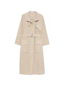 Пальто с накладными карманами и поясом Aspesi, бежевый