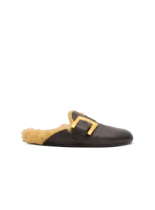 Мюли с отделкой из искусственного меха Balmain, черный