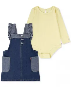 Боди для девочек и джинсовая юбка с рюшами, комплект из 2 предметов Levi's, желтый