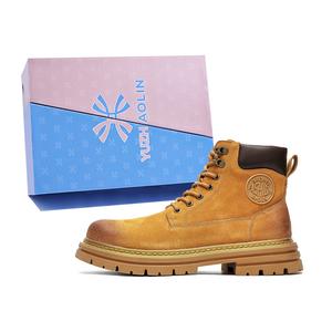 YUZHAOLIN Жёлтые короткие ботинки Мартин на среднем каблуке для мужчин, цвет Yellow Box