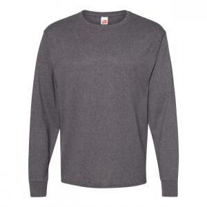 Футболка Hanes Essential-T с длинным рукавом, цвет charcoal heather