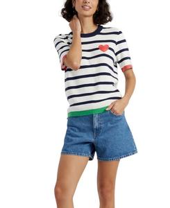 Женская хлопковая футболка с сердцем в стиле бретонского кружева Chinti & Parker, мультиколор