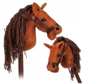 Плюшевая голова лошади с гривой на палочке Звуковой талисман коричневый/ЛЕОПАРД. Lean Toys