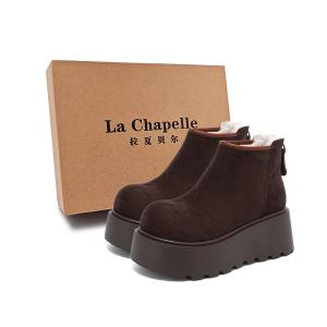 La Chapelle Женские сапоги на ультравысоком каблуке 7 см, желтый, износостойкие, для увеличения роста, короткие, верблюжьего цвета