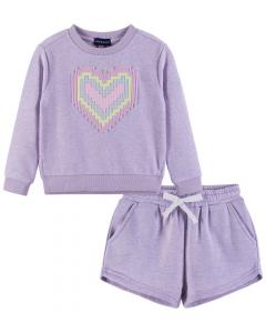 Энди и Эван Французский Терри Спортивный костюм с худи и шортами Andy & Evan, фиолетовый