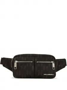 Поясная сумка с жаккардовым логотипом KARL LAGERFELD, черный
