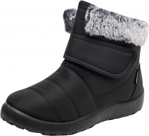 Женские зимние ботинки с меховой подкладкой, теплые сапоги без застежки, водонепроницаемые ботильоны, удобные для улицы, противоскользящие короткие ботинки Generic, Black