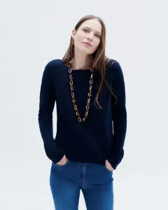 Женский свитер с вырезом «лодочка» из 100 % кашемира Caroll, темно-синий