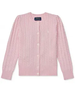 Кардиган из хлопка с узором "косичка" для девочек и малышек Polo Ralph Lauren, розовый