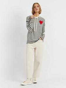 Кашемировый худи в полоску с принтом в виде сердца и длинными рукавами Chinti & Parker, Cream/Navy