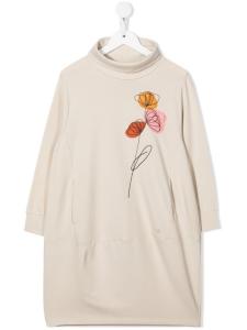 Il Gufo платье-толстовка с цветочной аппликацией, нейтральный цвет