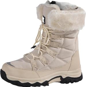 Зимние женские большие сапоги средней длины с утепленной передней частью, удобной и теплой подкладкой, подходят для активного отдыха на улице Clolinde, Beige